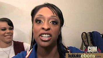 Ebony cum slut hottie bukkake party 13