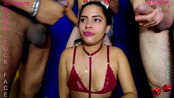 3 big cocks fuck this submissive slut's throatme