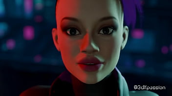 Neon heat sexy horny cyberpunk girl lets you use her ass and cum on her back