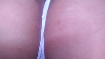 The friend of my cuckold eats my pussy with the thong aside and then fucks me hard in missionary