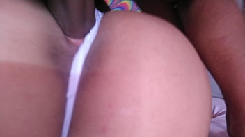 The friend of my cuckold eats my pussy with the thong aside and then fucks me hard in missionary