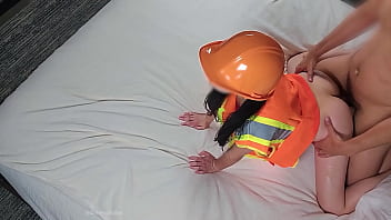 Cute asian serving her boss first thing in the morning