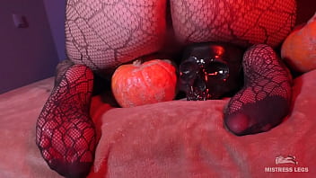 Sexy black fishnets feet and booty for halloween