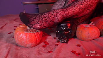 Sexy Black Fishnets Feet And Booty For Halloween thumbnail