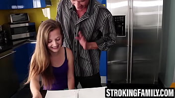 Cum loving teen sucks stepdadâs dick dry