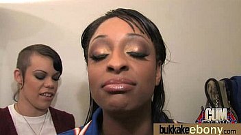Interracial bukkake sex with black porn star 13