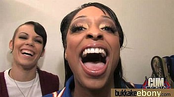 Interracial bukkake sex with black porn star 13