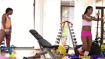 Athletic ebony babes fingering pussies deeply