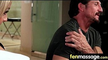 Deepthroat blowjob from big tits massage girl 11