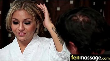 Deepthroat blowjob from big tits massage girl 11