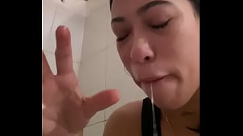 Latina teen suffers through puke session