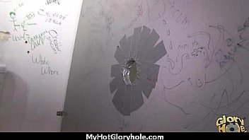 Ebony teen shows off her blowjob skills at gloryhole 24