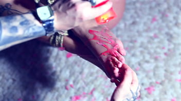 Captive unicorn for foot worship and wax play