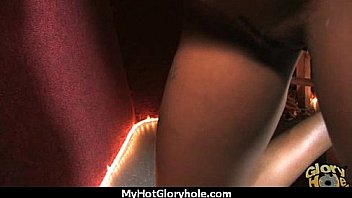 I sneak black bj as i fuck husband thrue gloryhole 17