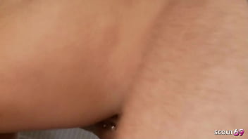 Deep no condom anal sex for tanned blonde girl with nice big butt at bathroom by sep brother with cum in mouth