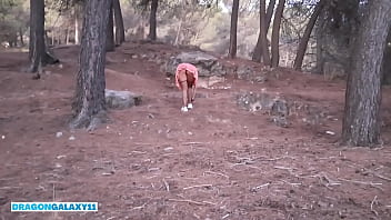 Public outdoor creampie stranger fucked in the forest