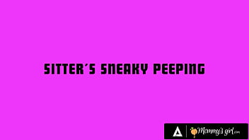 Babysitter joins milfs for strap on fuck