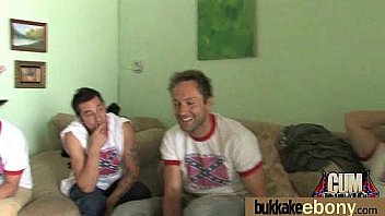 Ebony girl gang banged and covered in cum 13
