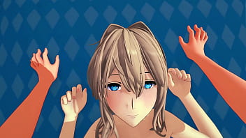 Violet evergarden gets fucked hard in all her holes and swallows cum