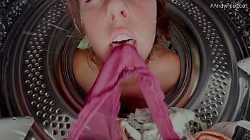 Big tits milf lady lyne stuck in the washing machine gets a creampie and pov facial cumshot