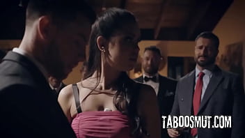 Brunette latina whore fucked by a business man in front of his office colleagues