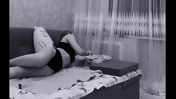 Round butt laying on the sofa