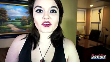 Busty brunette trinity deepthroats a juicy cock and gets deeply pounded