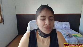 Fetish black panty nylon encasement face during my live show