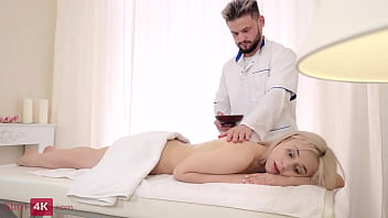 Tattooed blonde with a flexible body fucks after a massage Tattooed blonde with a flexible body fucks after a massage