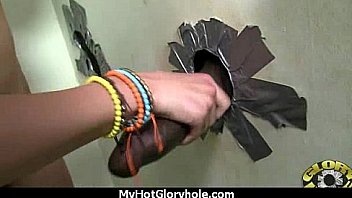 Ebony slut swallows cum sucking cardboard box gloryhole dick 17