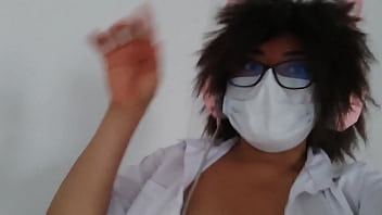 Beautiful student is getting excited while singing while doing homework