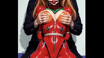 Asuka bounded by rope and gagged shaking body and boobs