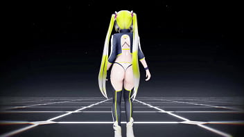 Hatsune miku undressing dancing icy song hentai vocaloid mmd 3d blonde hair clip