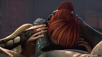 Sexy redhead has sex with a demon in the sauna