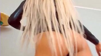 Naughty widow fingering in both holes