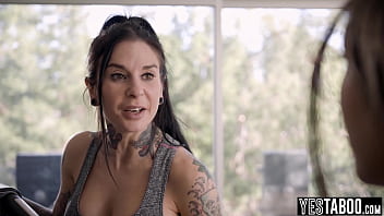 Nerdy lesbian teen is fed up of her rude mature step sister so she seduces her blonde gf