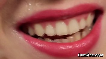 Horny centerfold gets sperm shot on her face sucking all the jism