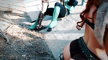 Foursome cosplay featuring deadpool wonderwoman red sonja and green lantern