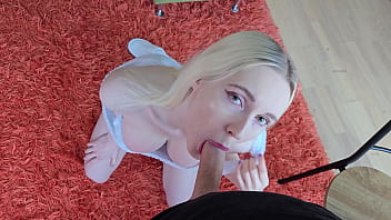 Big tits blonde pussy is filled with cum