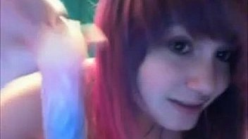 Emo cam girl sucks on her toy