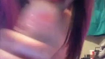 Emo cam girl sucks on her toy
