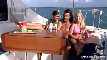 Lucky and jessica are chatting up a guy on board a nice boat