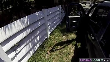 Julia sucks a cock in public for a ride