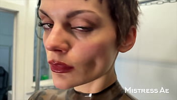 Solo 2 showcasing translucent latex outfit and hankey’s toys strap on