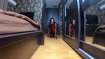 Preview the nympho wife plays with her camel toe jumpsuit and put some cum on her shinny red down jacket 230#amateur #m