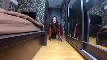 Preview the nympho wife plays with her camel toe jumpsuit and put some cum on her shinny red down jacket 230#amateur #m