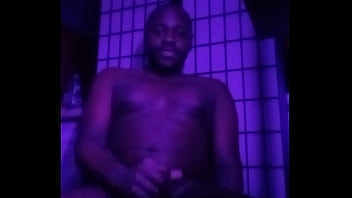 Purple lights while naked 7