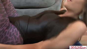 Brittany branxxx is gets her boyfriend hard after showing her natural tits the guy grabs his girlfriends breasts before licking and fucking her pussy