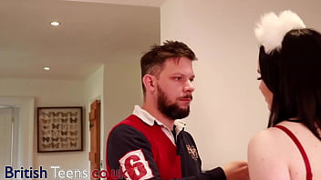 Collared british 18 year old gets fucked hard in the kitchen