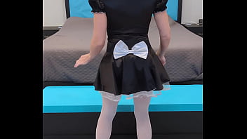 French maid costume try on